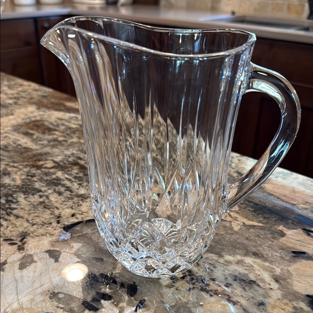 Royal Crystal Rock 7-1/4" Lead Crystal Diamond Cut Pitcher, Italy.